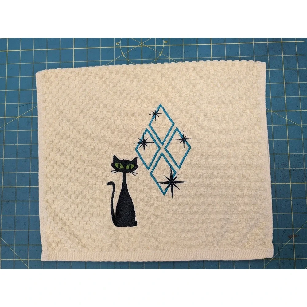 Mid Mod Cat Retro Mid Century Modern Atomic Kitchen Bath Hand Bar Towel